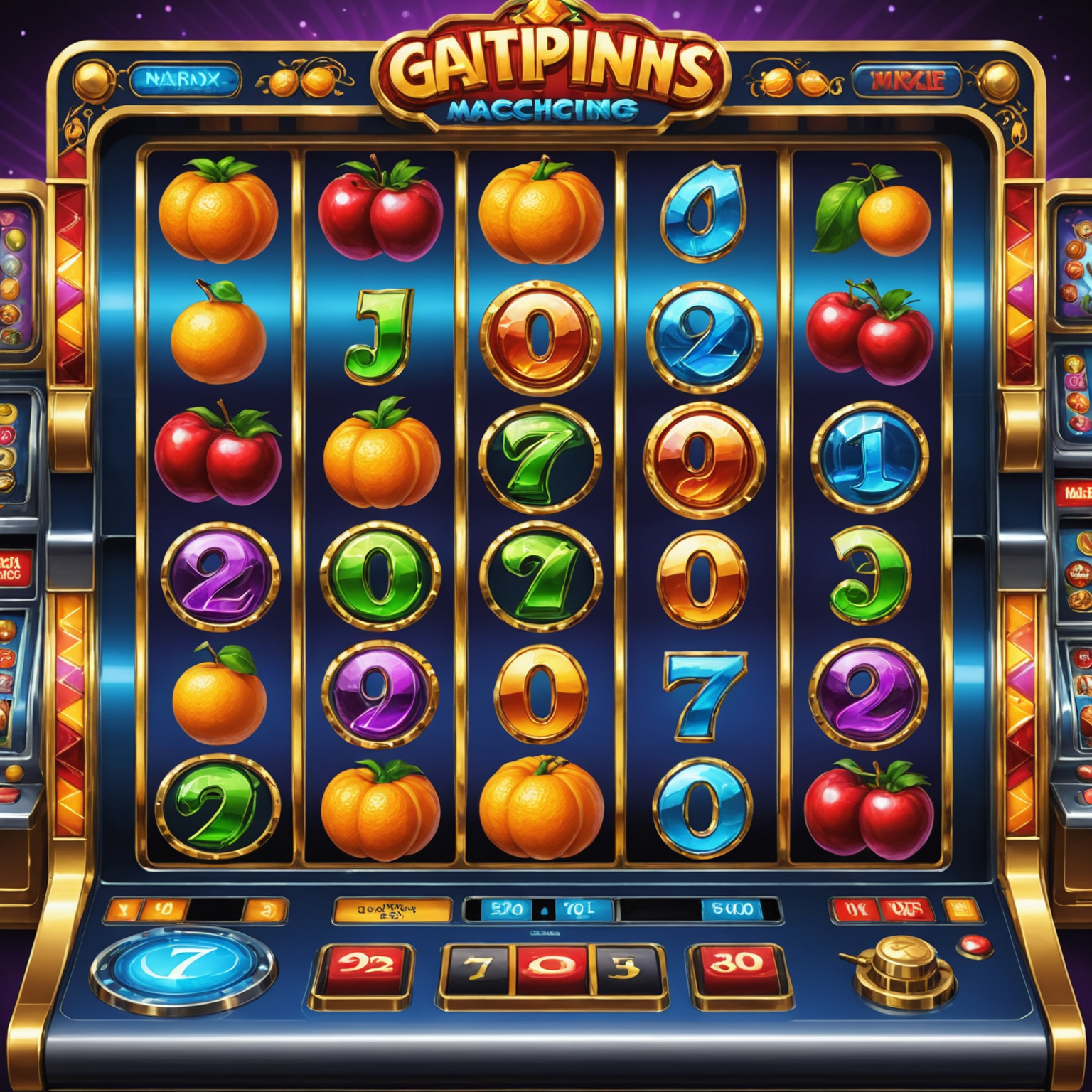 A modern slot machine with vibrant graphics displaying various symbols and paylines, showcasing the complexity of its mechanics