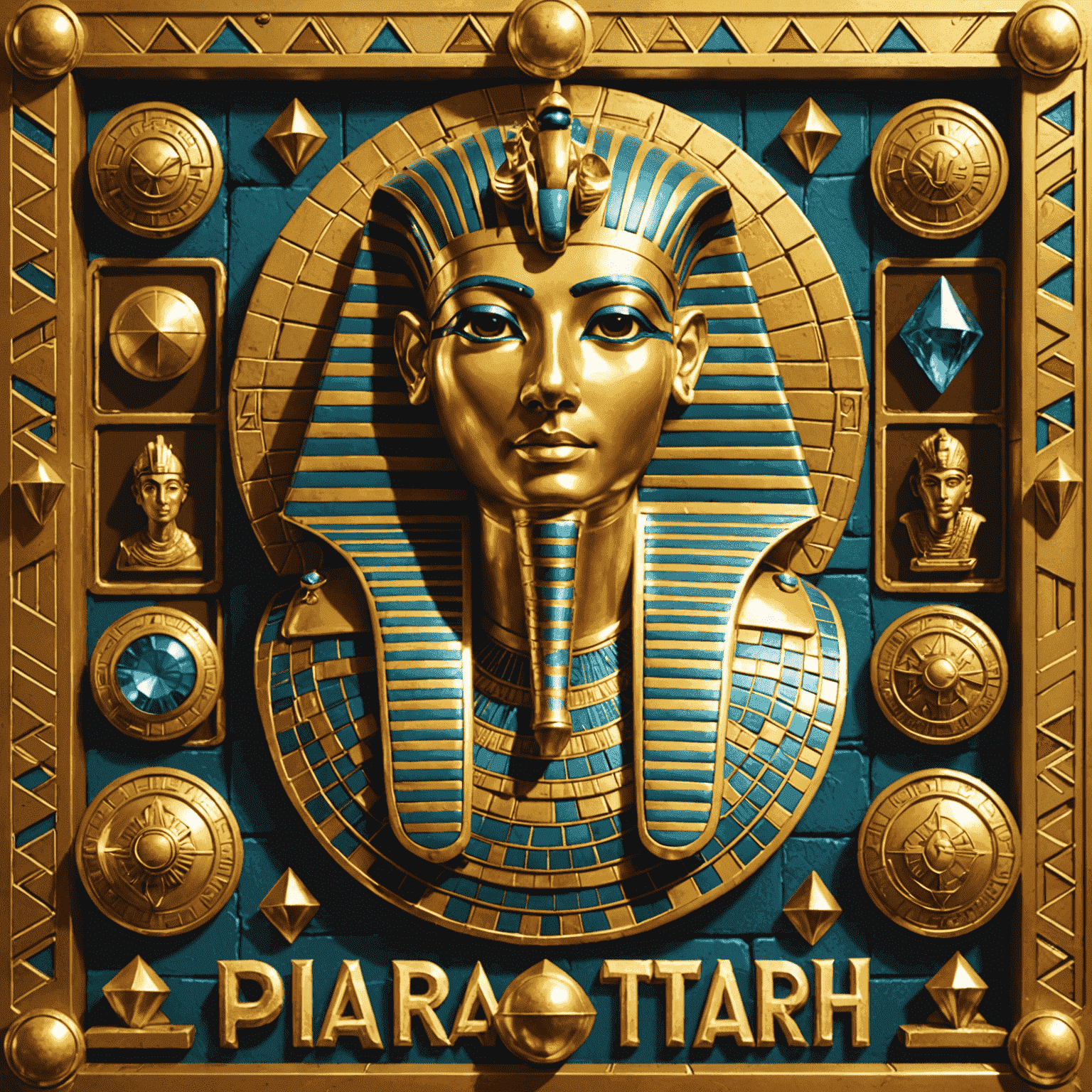 Pharaoh's Treasure slot showcasing Egyptian symbols, pyramids, and a golden sarcophagus on a 5x3 reel layout